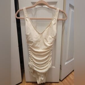 Ruched One-Piece Swimsuit in Cream